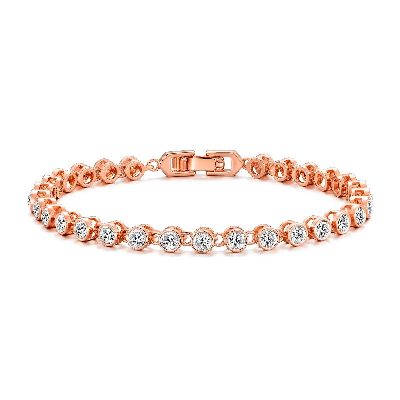 Rose Gold Plated Solitaire Bracelet Created with Zircondia® Crystals