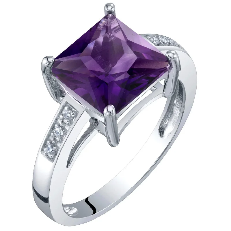 14k White Gold 2.03ct Amethyst and Diamond Ring