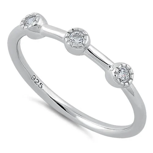 Sterling Silver Triple Round Cut CZ Ring