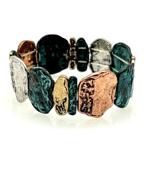 Patina Stretch Bracelet - Mixed Shapes Design 6