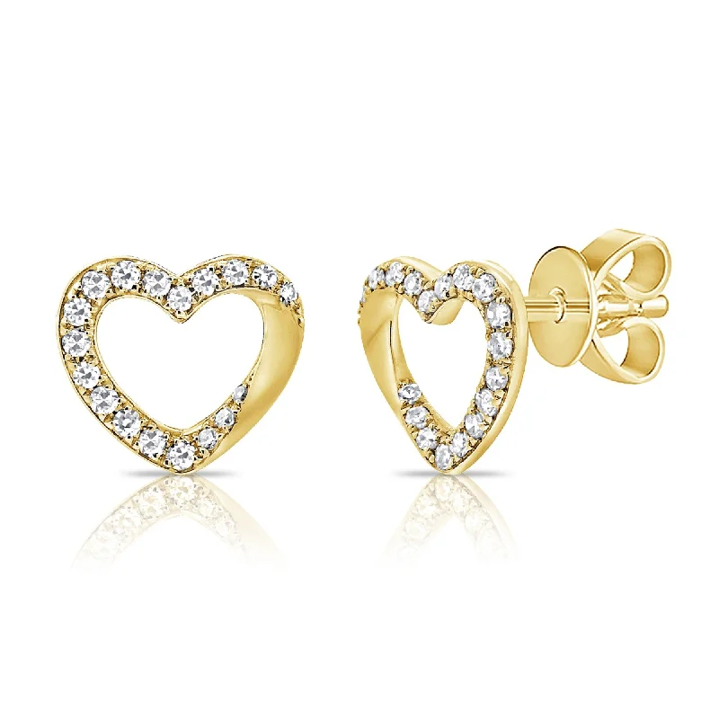 Joelle Diamond Open Heart Stud Earrings 14K Gold Earring's