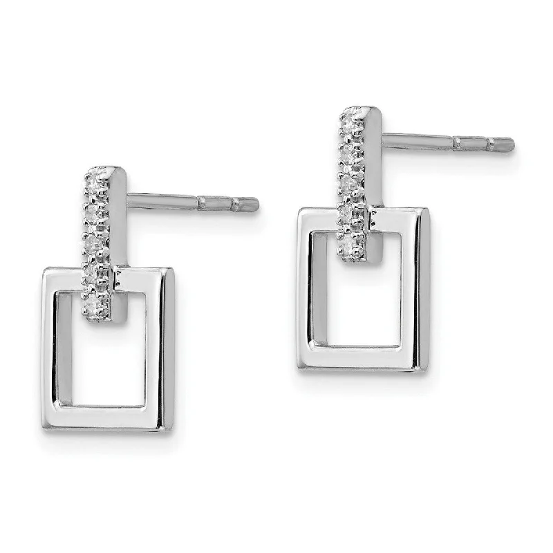 Curata Sterling Silver 15x11mm .05ct. Genuine Diamond Square Drop Earrings