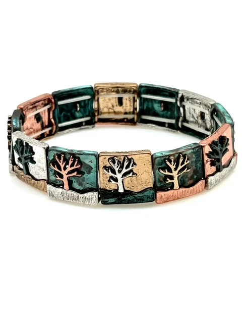 Patina Stretch Bracelet - Tree of Life II