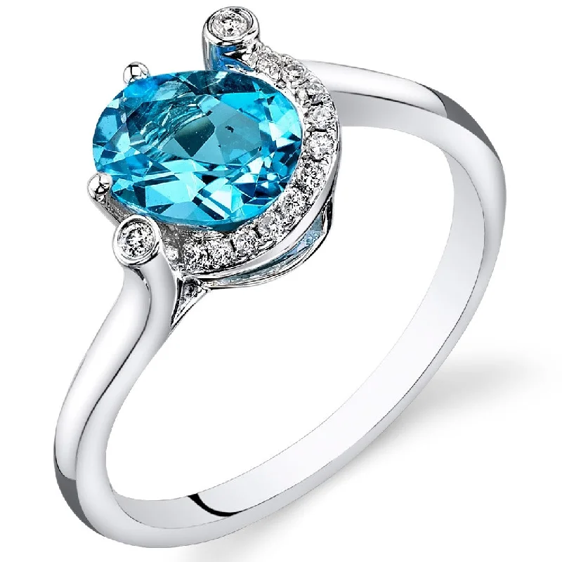 14k White Gold 1.4ct Swiss Blue Topaz and Diamond Ring