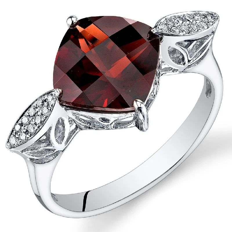 14k White Gold 3.5ct Garnet and Diamond Ring