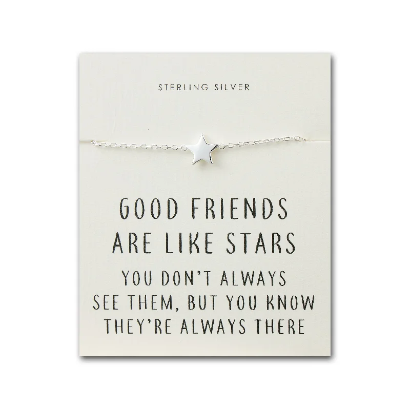 Sterling Silver Friendship Quote Star Bracelet