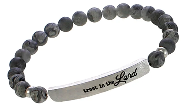 TRUST IN THE LORD Natural Stone Inspirational Bracelet Onyx