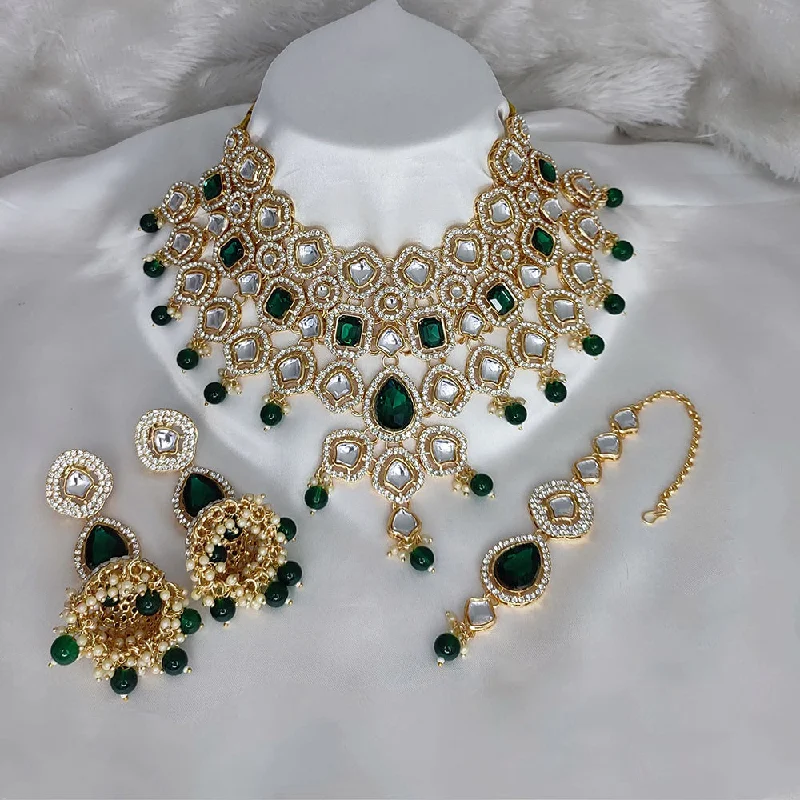 Lucentarts Jewellery Gold Plated Kundan Stone Choker Necklace Set