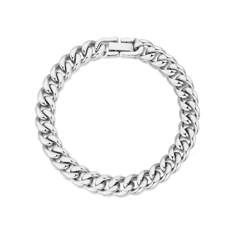 Men's 9mm Stainless Steel 7.5-8.5 Inch Curb Chain Bracelet