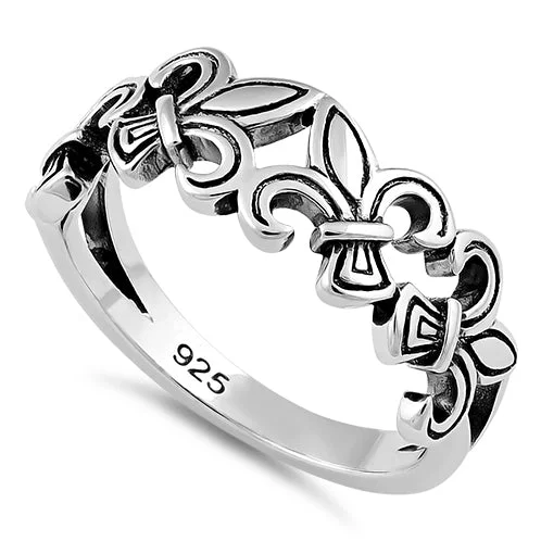 Sterling Silver 4 Fleur de Lis Ring