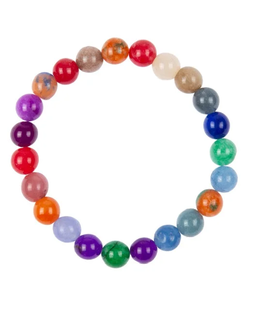 Genuine Stone Bracelet 10mm Bead Size - Multi Color Brights