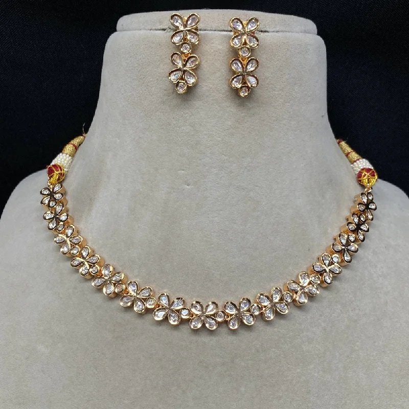 Royal Kundan Jewellery Gold Plated Polki Kundan Necklace Set