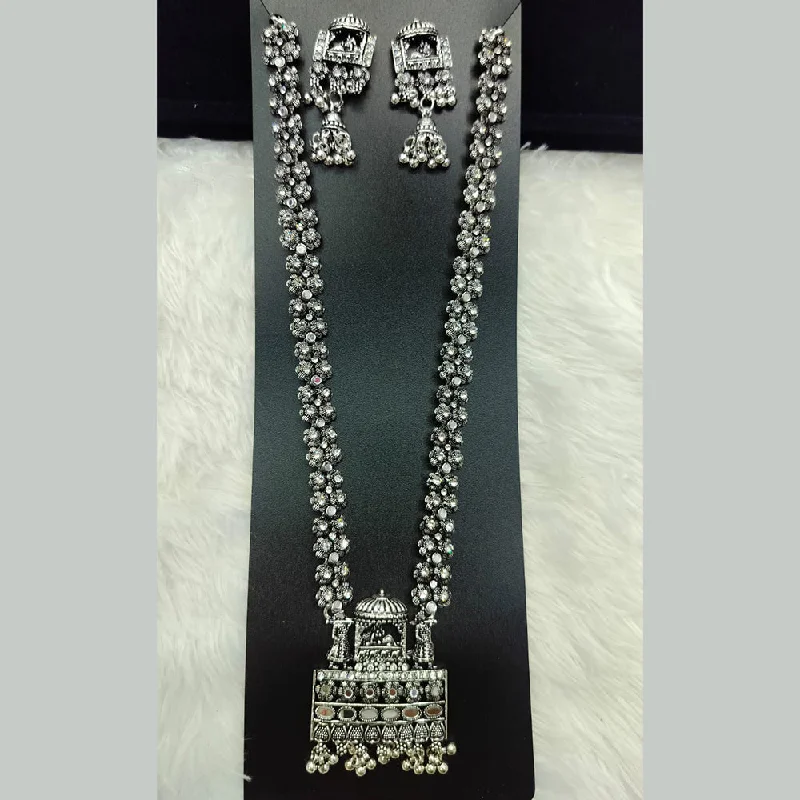 Manisha Jewellery Oxidised Plated Mirror Long Necklace Set