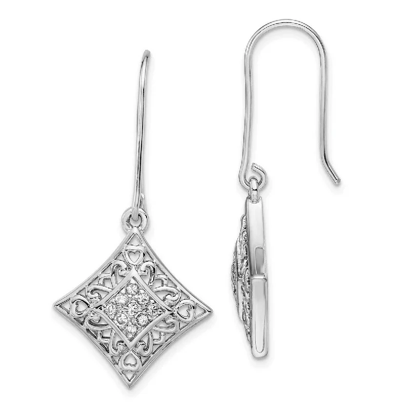 Curata 925 Sterling Silver CZ Cubic Zirconia I Love You All Year Long Earrings