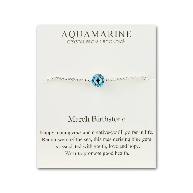 March (Aquamarine) Birthstone Bracelet Created with Zircondia® Crystals