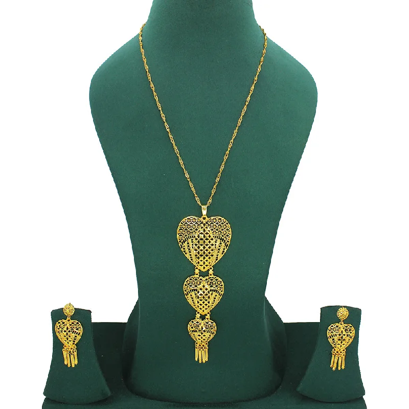 Mahavir Forming Look Gold Plated Long Necklace Set