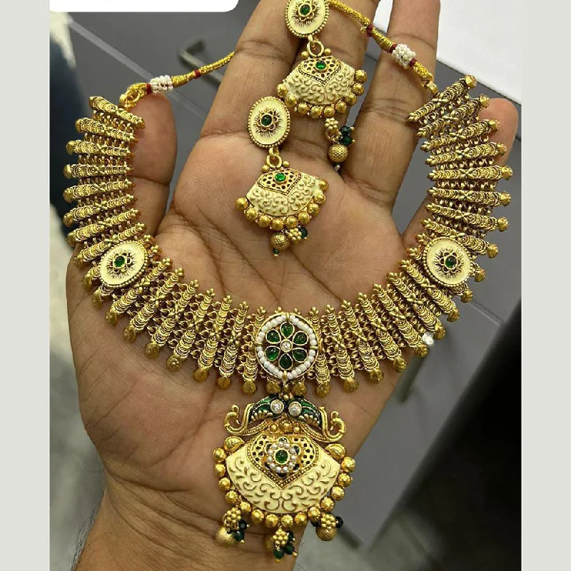 Neetu Art Gold Plated Pota Stone Necklace Set