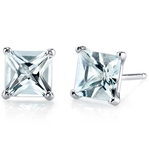 Oravo 14k White Gold Princess-cut Gemstone Stud Earrings