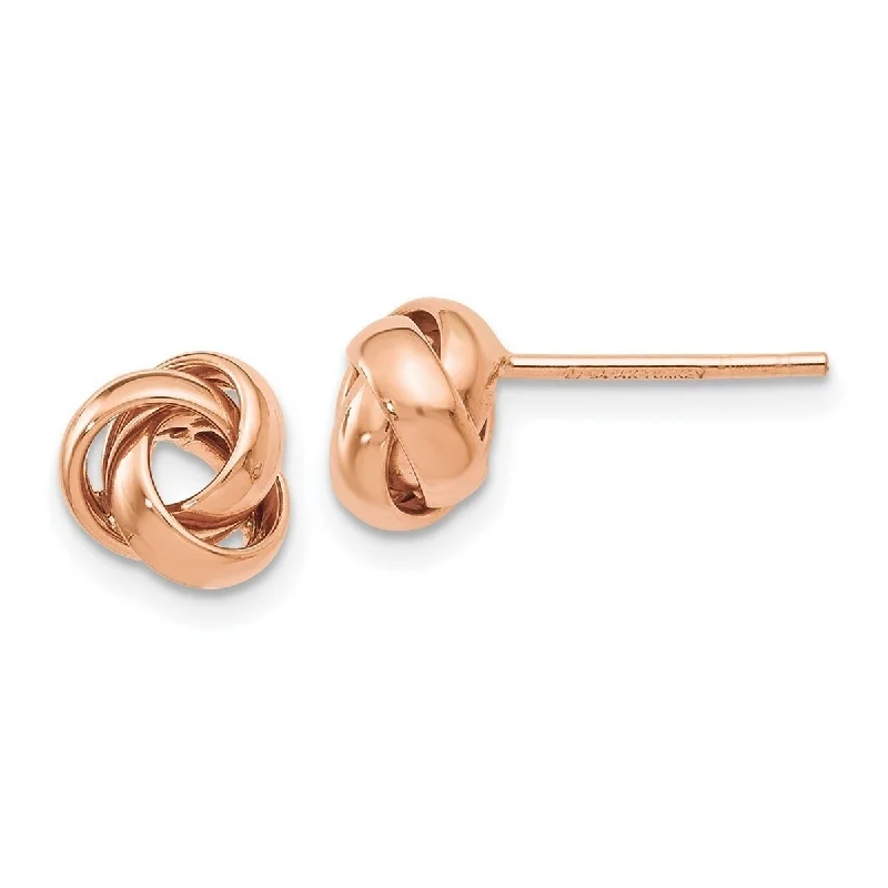 Curata 14k Rose Gold Polished 8mm Love-Knot Stud Post Earrings