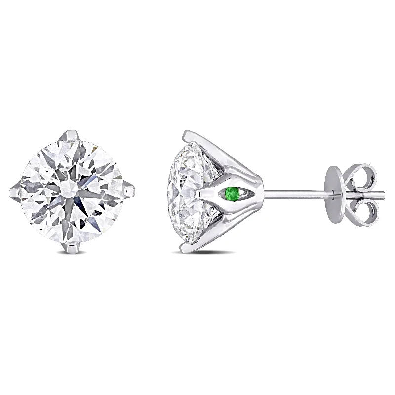 Created Forever 5ct TDW Lab-Grown Diamond and Tsavorite Accent Stud Earrings in 14k White Gold