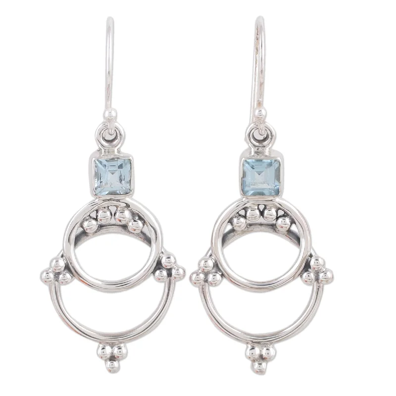 Novica Handmade Jaipur Magic Blue Topaz Dangle Earrings