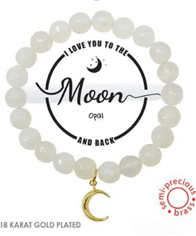 Moon Charm Semi-Precious Opal Stone Stretch Inspirational Bracelet