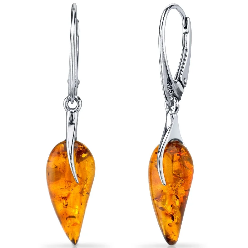 Baltic Amber French Clip Earrings in Sterling Silver