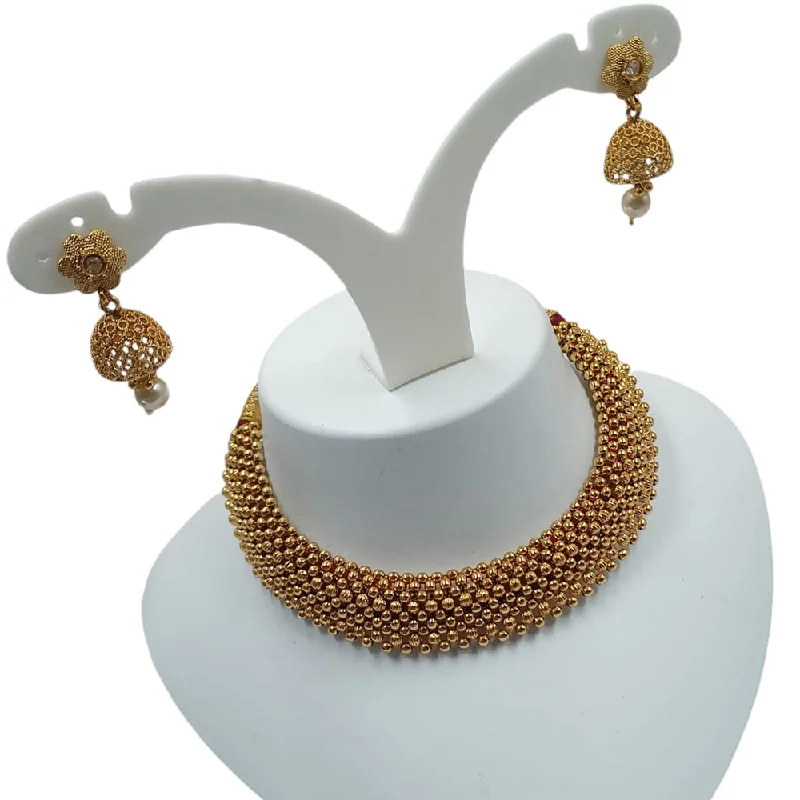 Padmawati Bangles Gold Plated Pearls Choker Necklace Set