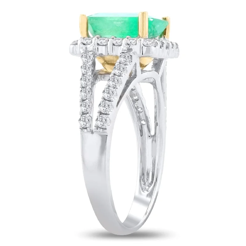 Auriya 18k White Gold 2 1/3ct Emerald and 3/4ct TDW Diamond Ring