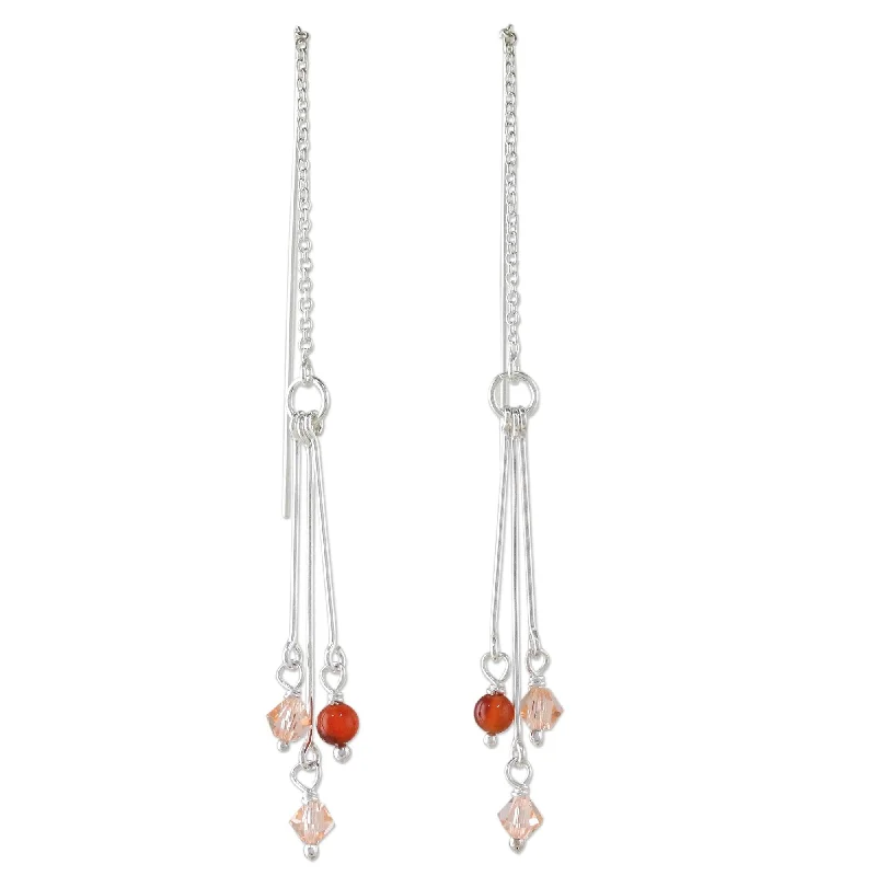 Novica Handmade Sweet Pendulums Carnelian Dangle Earrings