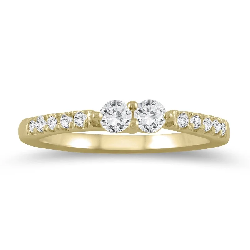 Marquee 3/8 Carat TW Two Stone Diamond Ring in 10K Yellow Gold