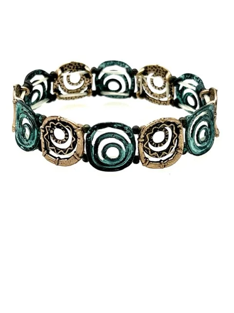 Patina Stretch Bracelet - Mixed Shapes Design 23