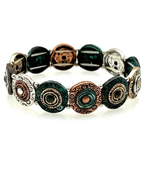 Patina Stretch Bracelet - Mixed Shapes Design 21