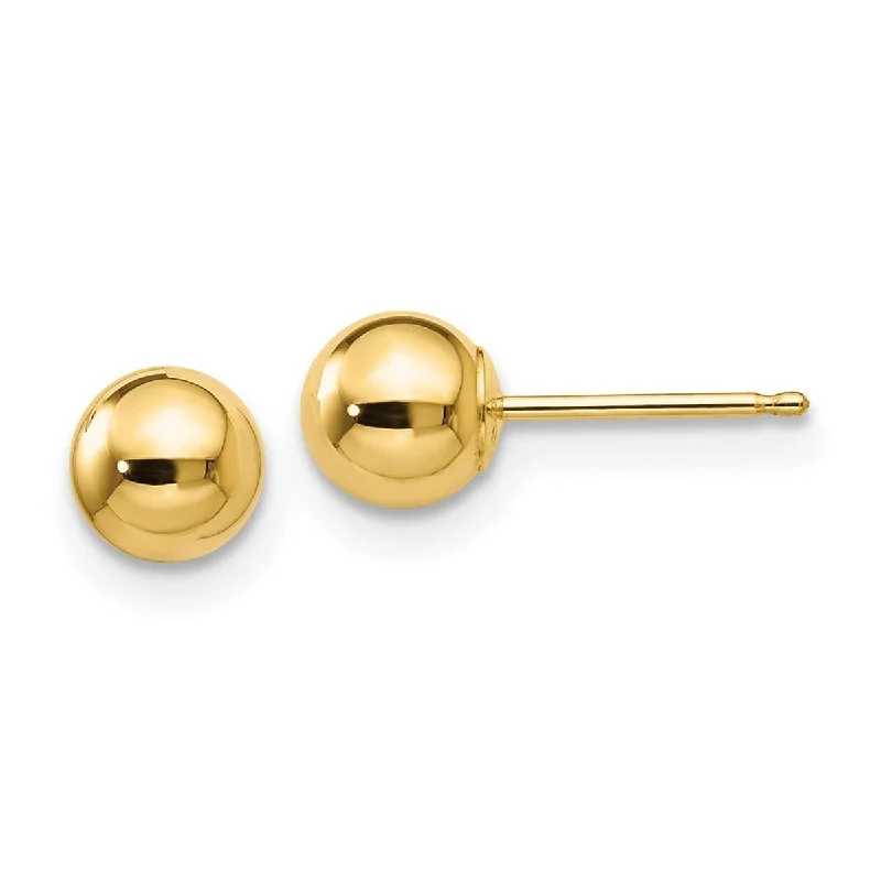 Curata 14k Yellow Gold Polished 5mm Ball Post Earrings