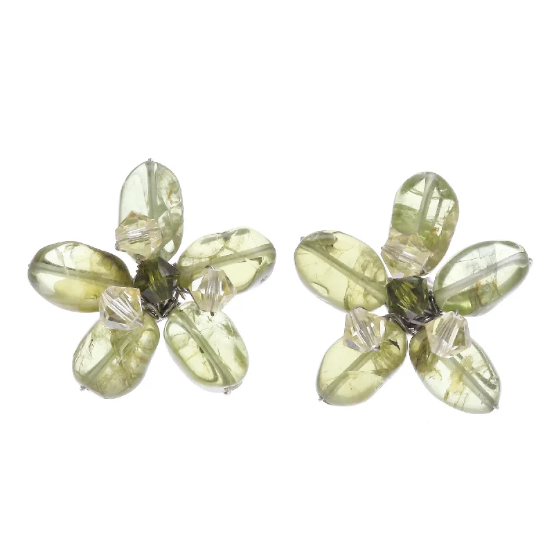 Novica Handmade Lime Flower Peridot Earrings