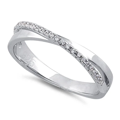 Sterling Silver Overlap Clear CZ Ring